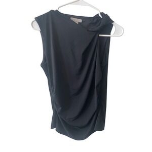 HM Black Cowl Neck Sleeveless Top Ruched Side Jersey Blouse Womens Medium M